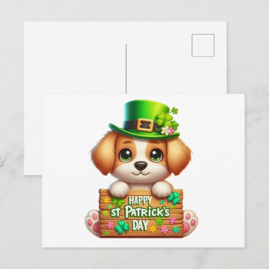 Schattige Puppy Happy St Patrick's Day Briefkaart (Voorkant / Achterkant)