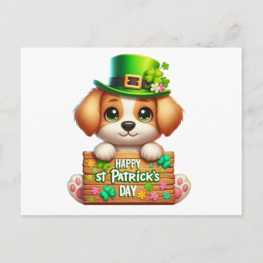 Schattige Puppy Happy St Patrick's Day Briefkaart (Voorkant)