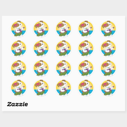 Schattige Puppy Hawaii Ronde Sticker (Vel)