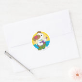 Schattige Puppy Hawaii Ronde Sticker (Envelop)