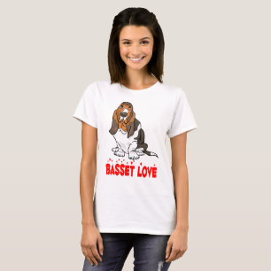 Schattige Puppy Hond Liefhebber Cartoon Basset Hou T-shirt