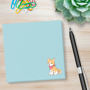 Schattige puppy hond Shiba Inu op blauw Post-it® Notes