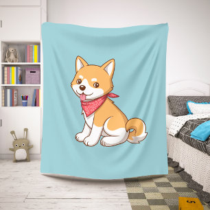 Schattige puppy hond Shiba Inu op blauw Sherpa Deken