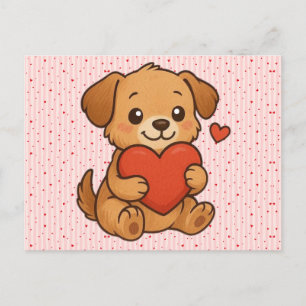 Schattige puppy/hond Valentijnsdag Feestdagenkaart