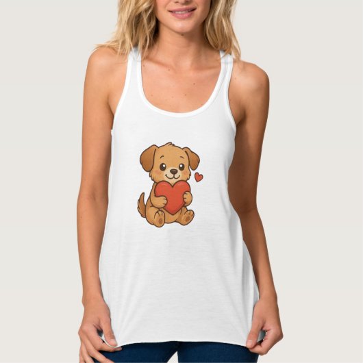 Schattige puppy/hond Valentijnsdag Tanktop (Voorkant)