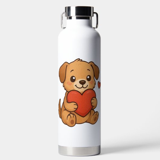 Schattige puppy/hond Valentijnsdag Waterfles (Voorkant)
