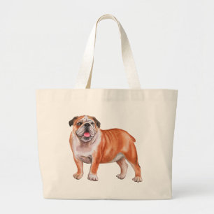 Schattige Puppy Hond Watercolor Cartoon Bulldog Grote Tote Bag