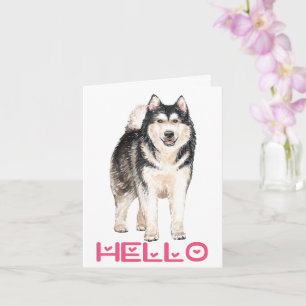 Schattige puppy hond waterverf Siberische Husky Ha Kaart