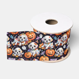 Schattige Puppy Honden Halloween Feest Grosgrain Lint