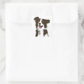 Schattige Puppy Hondenliefhebber Bruin Wit Border  Vierkante Sticker (Tas)