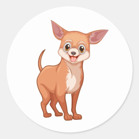 Schattige Puppy Hondenliefhebber Cartoon Chihuahua Ronde Sticker (Voorkant)