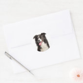 Schattige Puppy Hondenliefhebber Zwart Wit Rand Co Ronde Sticker (Envelop)