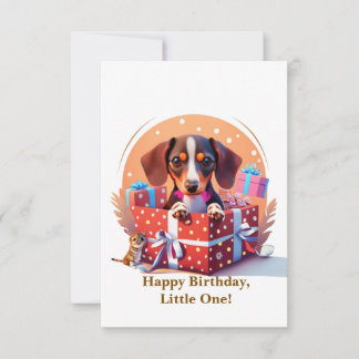Schattige Puppy in Cadeaudoos Verjaardags Inpakpap Bedankkaart
