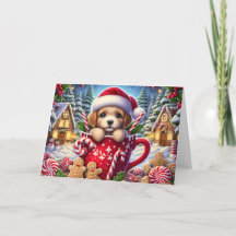 Schattige Puppy in een Beker Kerstmis