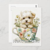 Schattige puppy in een theekopje briefkaart (Voorkant / Achterkant)