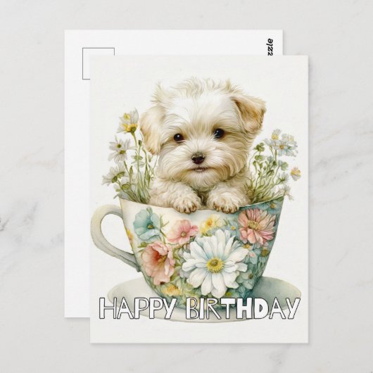 Schattige puppy in een theekopje briefkaart (Voorkant / Achterkant)