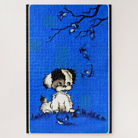 schattige puppy in het najaar legpuzzel (Verticaal)