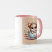 Schattige Puppy in Koffiekop met Hartjes Mok (Voorkant rechts)