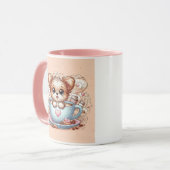 Schattige Puppy in Koffiekop met Hartjes Mok (Voorkant links)