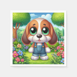 Schattige puppy in overalls servet