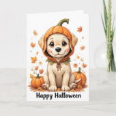 Schattige puppy in pompoen Halloween Sweet Herfst  Kaart (Voorkant)