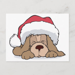 schattige puppy in santa hat feestdagenkaart