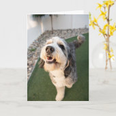 Schattige Puppy Kaart (Gele Bloem)