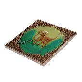 Schattige Puppy & kikker Antiek Repro Faux Relief Tegeltje (Zijkant)