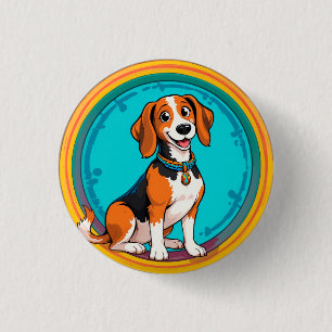 Schattige puppy kleurrijke cartoonstijl ontwerp ronde button 3,2 cm