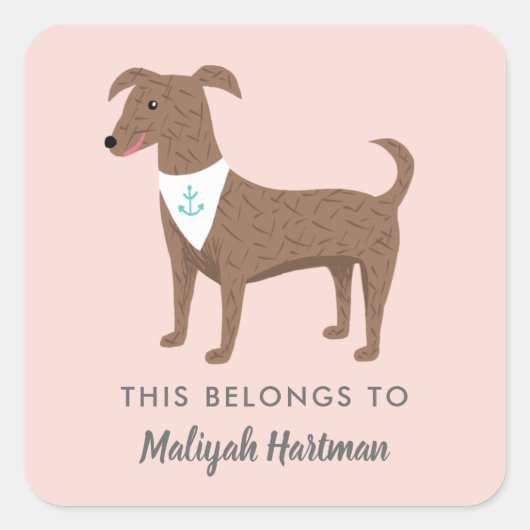 Schattige Puppy Meisjes School Naam Labels (Voorkant)