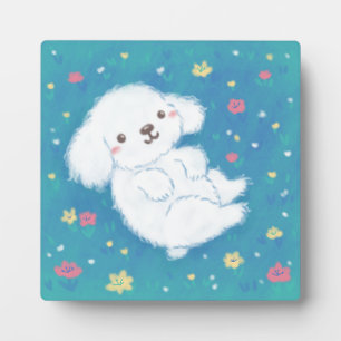 Schattige Puppy met Bloemen Fotoplaat