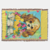 schattige puppy met bloemmandje deken (Voorkant)
