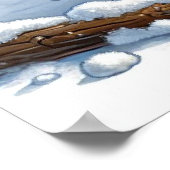 Schattige puppy met een besneeuwde stok poster (Hoek)