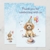 Schattige Puppy met Feesthoed Verjaardag Bedankkaart (Voorkant / Achterkant)