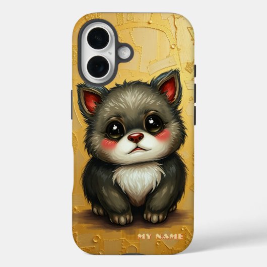 Schattige puppy met gouden achtergrond Case-Mate iPhone case (Achterkant)