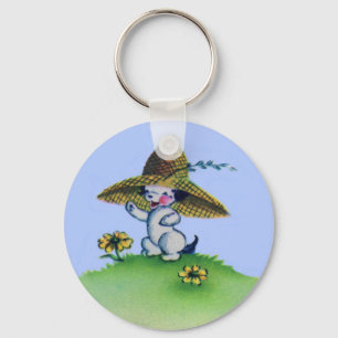 schattige puppy met groot pet sleutelhanger
