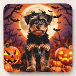 Schattige puppy met Halloween achtergrond Bier Onderzetter