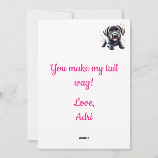 Schattige puppy met harten staart wag Valentijn Feestdagenkaart (Achterkant)