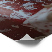 Schattige puppy met kerstmuts in mand poster (Hoek)