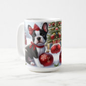 Schattige puppy met kerstversiering koffiemok (Voorkant links)