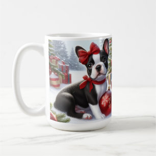 Schattige puppy met kerstversiering koffiemok