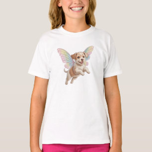 Schattige Puppy met Lichtgevende Feeënvleugels — M T-shirt
