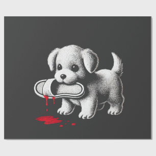 Schattige Puppy met Pantoffel Shirt Donkere Humor  Cadeaupapier