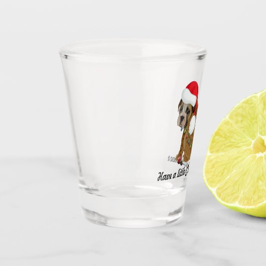 Schattige puppy met Pet en kerstverlichting Shot Glas (Links)