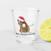 Schattige puppy met Pet en kerstverlichting Shot Glas (Voorkant)