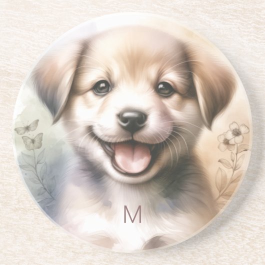 Schattige puppy monogram Onderzetter (Voorkant)
