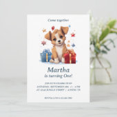 Schattige Puppy Paws: Verjaardagsfeestuitnodiging Kaart (Staand voorkant)