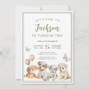 Schattige Puppy Pawty Hond Sage Groene Jongens Ver Kaart
