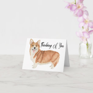 Schattige Puppy Pembroke Corgi Hond Denkt Aan Jou Kaart