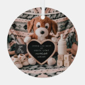 Schattige puppy pluche zwangerschapsaankondiging glas ornament (Achterkant)